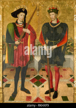 Jaume Huguet (1412-1492 ca.). Pittore spagnolo. Pala dei Santi Abdon e Senen (1460-1561), 301 x 225 cm. Il pannello centrale. In stile gotico. Chiesa di Santa Maria di Terrassa, provincia di Barcelona, Catalogna, Spagna. Foto Stock