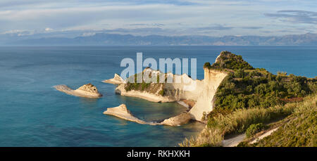 Famosa vista di cape Drastis a Corfù Foto Stock