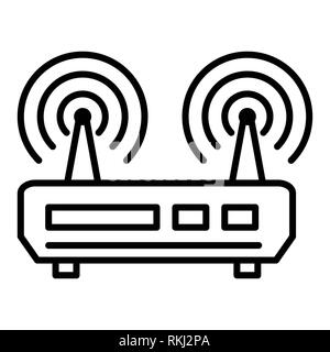 Icona del router, illustrazione vettoriale, tecnologia outline Foto Stock
