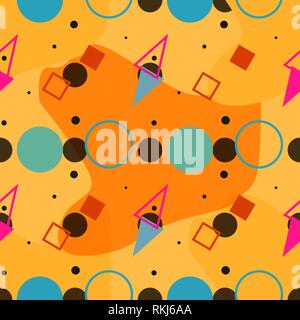 Sfondo di Memphis. Sfondo alla moda con diversi colori di figure per applicazioni mobili o carta. Abstract di memphis con sfondo colorato geometrica Illustrazione Vettoriale