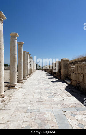 Il lato ovest di STOA (portico) del tardo romana Agora, Tripolis sul meandro, Yenicekent, Turchia. Foto Stock