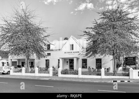 STELLENB.S., SUD AFRICA, 15 AGOSTO 2018: il De Hoek Manor Guesthouse in Stellenbosch nella provincia del Capo occidentale. Monocromatico Foto Stock