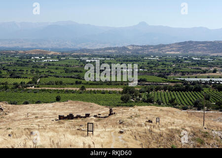 Vista panoramica del paesaggio circostante, Tripolis sul meandro, Yenicekent, Turchia. Foto Stock