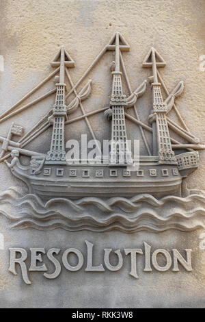 Captain Cook Memorial al famoso figlio marinara. Whitby, North Yorkshire. Regno Unito Foto Stock