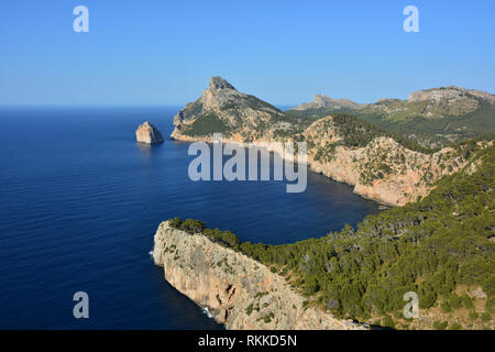 Vista di Capo Formentor a Maiorca, Isole Baleari, Spagna Foto Stock