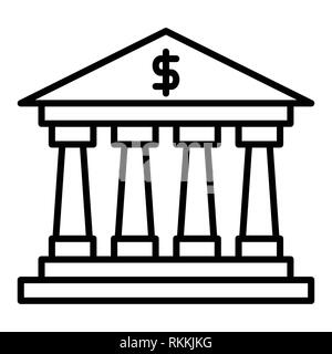 Icona della banca, illustrazione vettoriale, finanza contorno Foto Stock