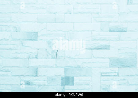 I colori blu e bianco muro di mattoni arte calcestruzzo o pietra texture di sfondo carta da parati in astratto di calcare la vernice per pavimenti e i compiti di scuola/muratura o Foto Stock