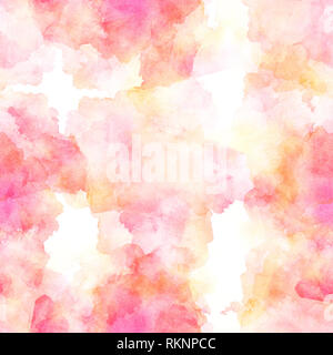 Una semplice configurazione di sfondo in rosa, con abstract pennellate e schizzi. Un romantico pastello acquerello ripeti stampa Foto Stock