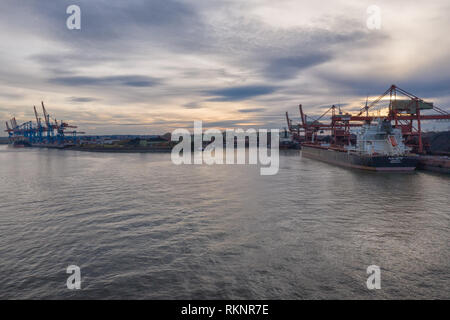 Hansaport-Terminal nel porto di Amburgo Foto Stock