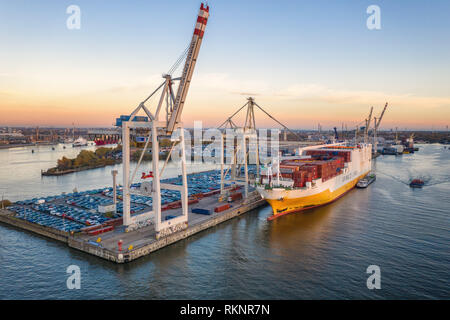 Car-Terminal nel porto di Amburgo Foto Stock