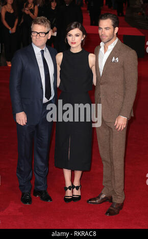 Kenneth Branagh, Keira Knightley e Chris Pine arriva a Premiere Europeo di Jack Ryan: Ombra reclutare a Vue Cinema, Leicester Square, Londra Foto Stock