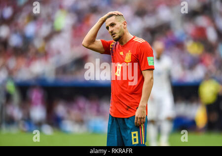 Mosca, Russia - Luglio 1, 2018. Spagna nazionale di calcio centrocampista Koke durante la Coppa del Mondo FIFA 2018 Round di 16 corrispondono Spagna vs Russia. Foto Stock