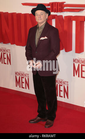 Bill Murray arriva in UK Premiere di 'i monumenti uomini'' all'Odeon Leicester Square Foto Stock