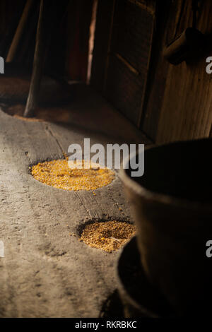 Grano immagazzinato in vasi di tradizione, Hornbill Festival, Nagaland, India-4 Foto Stock