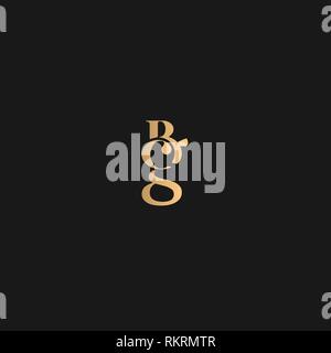 Il BCG, BG, vettore logo giallo oro su sfondo nero Illustrazione Vettoriale