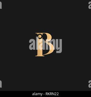 IB, BI vettore logo giallo oro su sfondo nero Illustrazione Vettoriale
