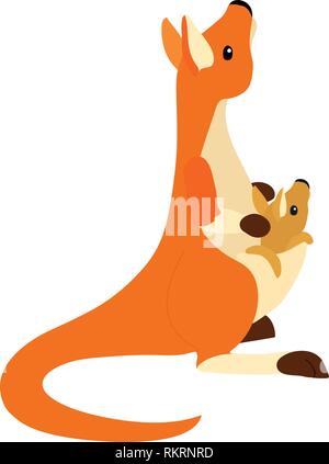 Vettore animale cartoon clip art canguro carino Illustrazione Vettoriale