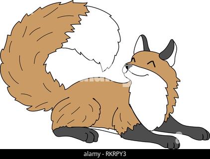 Vector cartoon clipart animale giacente felice fox Illustrazione Vettoriale