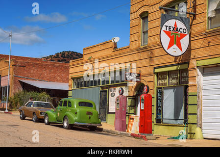 Lowell, Arizona, Stati Uniti d'America - 17 Ottobre 2018 : Historic Erie Street a Lowell. Questa città fantasma situato sull'altro lato della lavanda Pit miniera è ora p Foto Stock