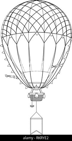 Aerostato vettore palloncino calda vintage oggetto dell'aria Illustrazione Vettoriale