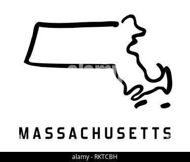 Massachusetts semplice logo. Mappa di stato delineare - liscia ci semplificata stato di forma mappa vettoriale. Illustrazione Vettoriale