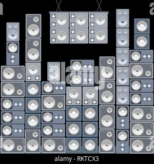Muro del suono - grande concerto professionale di altoparlanti audio impostato. Illustrazione Vettoriale