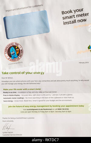 Lettera da Scottish Power energy company milita a favore di una Gran Bretagna più intelligente di prenotare il vostro contatore intelligente installa ora Foto Stock