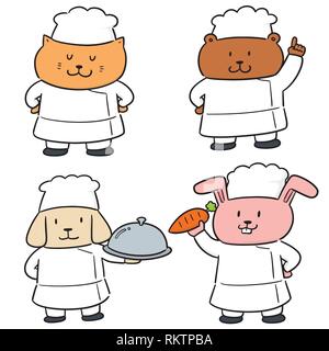 Set di vettore di chef di origine animale Illustrazione Vettoriale