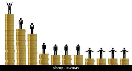 Iniqua ripartizione finanziaria tra i ricchi e i poveri pittogramma illustrazione vettoriale EPS10 Illustrazione Vettoriale