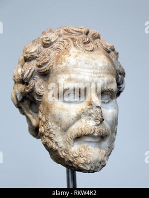 Demosthenes (c. 384-322 a.C.). Testa. Roma copia di un bronzo greco da Polyektos, 280 BC. Il Met, NY, STATI UNITI D'AMERICA. Foto Stock