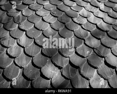 La texture di tondo di piastrelle di ardesia che guarda come scale Foto Stock