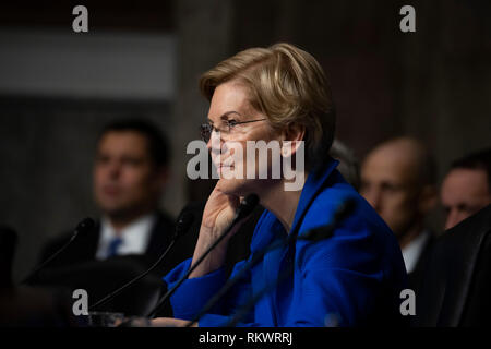 Washington, Stati Uniti d'America. 12 Feb, 2019. Il senatore Elizabeth Warren, democratico del Massachusetts, durante una seduta del Senato Comitato delle Forze Armate audizione del Campidoglio di Washington, DC il 12 febbraio 2019. Credito: Alex Edelman/CNP | Utilizzo di credito in tutto il mondo: dpa/Alamy Live News Foto Stock