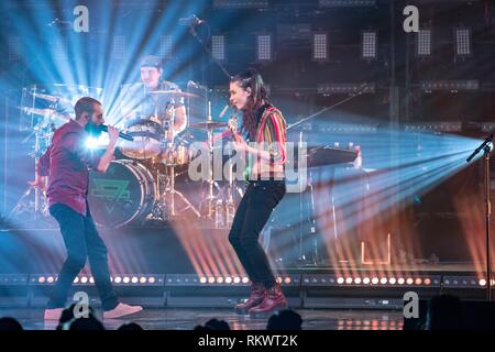 Madison, Wisconsin, Stati Uniti d'America. Xi Febbraio, 2019. SAM MELO, JESS HANEY e CHARLIE HOLT di Rainbow gattino sorpresa alla Sylvee a Madison, Wisconsin Credit: Daniel DeSlover/ZUMA filo/Alamy Live News Foto Stock