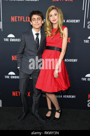 Hollywood, California, USA. 12 Feb, 2019. Aidan Gallagher arriva per Netflix 'l'Ombrello Academy' Premiere al Arclight theater. Credito: Lisa O'Connor/ZUMA filo/Alamy Live News Foto Stock