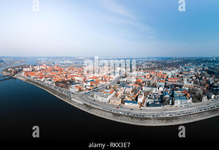 La città vecchia di Kaunas City, Antenna Panorama Foto Stock