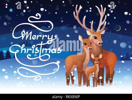 Vector Merry Christmas Xmas carino cartolina invernale Illustrazione Vettoriale
