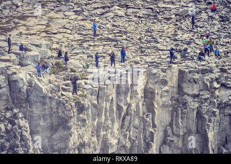 Cascata di Dettifoss, Islanda Foto Stock