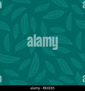 Seamless foglie stilizzate sullo sfondo. Foglie Texture geometrica. Verde continuo Pattern. Decorativo ornamento naturale. Illustrazione Vettoriale