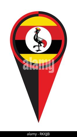 Uganda puntatore mappa contatto posizione dell'icona marcatore flag Illustrazione Vettoriale