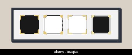 In stile vintage photo frame vettore con spazi vuoti per immagini con angoli per foto Illustrazione Vettoriale