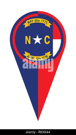 North Carolina membro puntatore mappa contatto posizione dell'icona marcatore flag Illustrazione Vettoriale