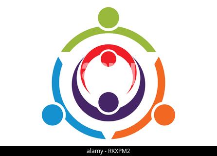 informazioni sull'icona del logo del lavoro di squadra Illustrazione Vettoriale