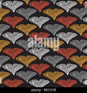 A forma di cuore foglie di ginkgo disegno vettoriale, sullo sfondo di san valentino Illustrazione Vettoriale