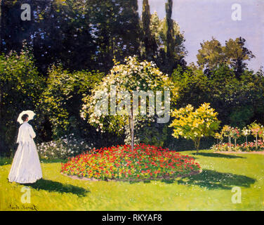 La donna nel giardino, Sainte Adresse di Claude Monet, 1867, pittura Foto Stock