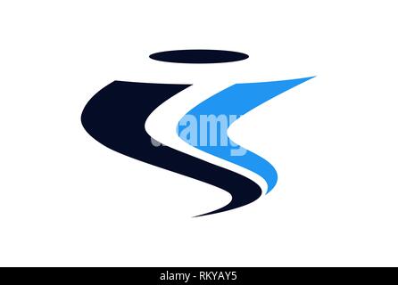 La lettera i tornado astratta icona logo vector concept design piatto Foto Stock