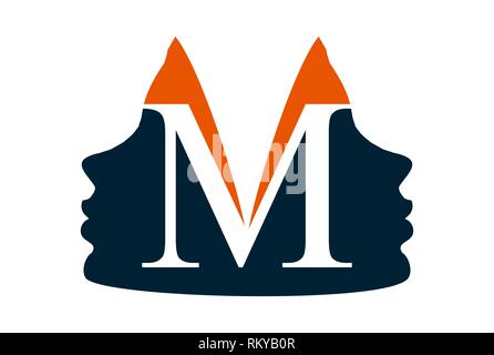 La lettera m donna icona logo vector concept design piatto Foto Stock