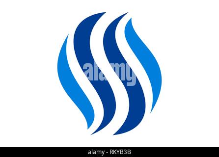 Lettera s blue fire icona logo vector concept design piatto Foto Stock