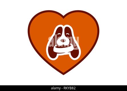 Amore Animali domestici cani icona logo vector concept design piatto Foto Stock