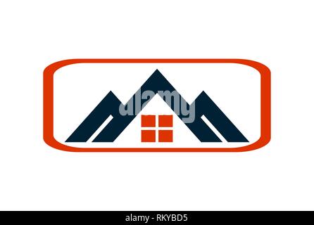 Residence home estate house icona logo vector concept design piatto Foto Stock