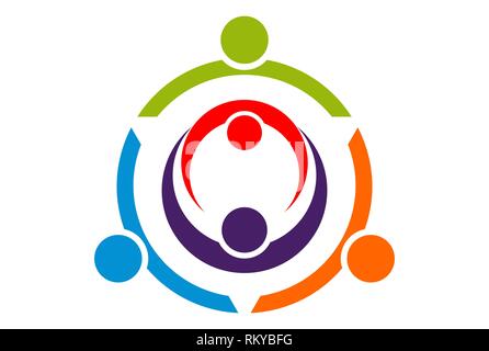 Lavoro di squadra icona logo concetto vettore vettore concept design piatto Foto Stock